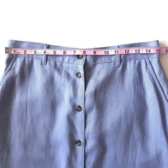 vintage lavender linen midi skirt with button front and pockets - Picture 6 of 7